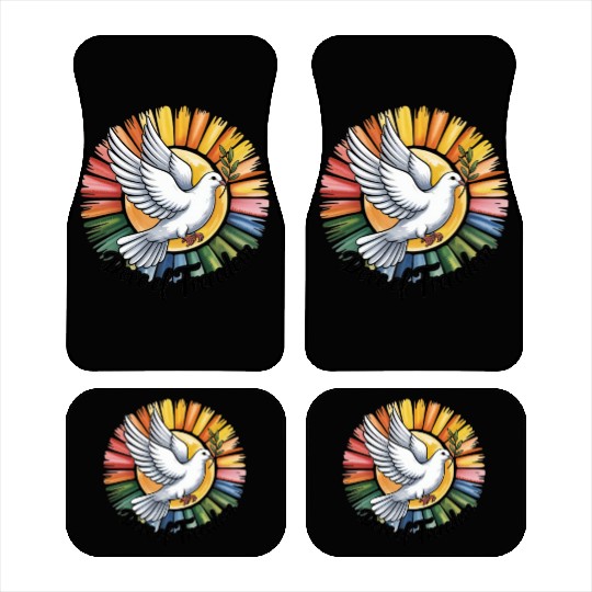Peaceful Dove with Olive Branch Design Car Mats