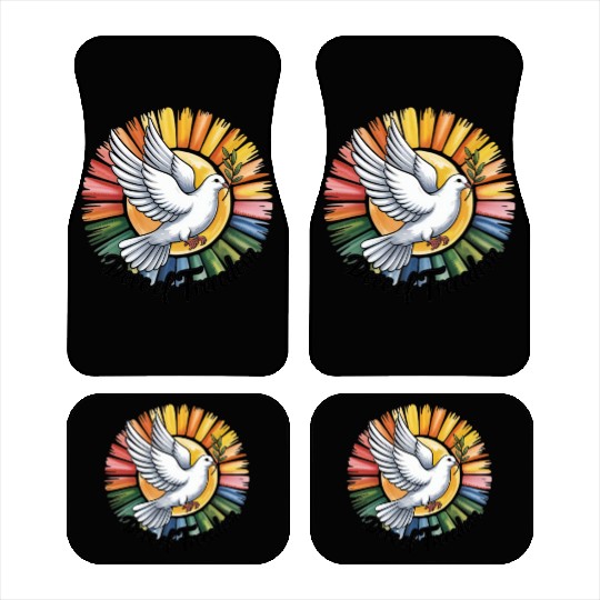 Peaceful Dove with Olive Branch Design Car Mats