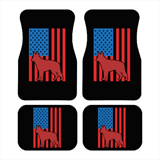 German Shepherd US Flag Car Mats