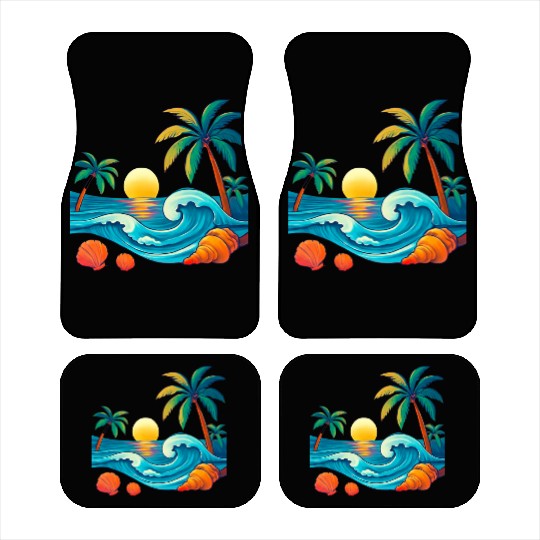 Tropical Sunset Beach Vibes Car Mats