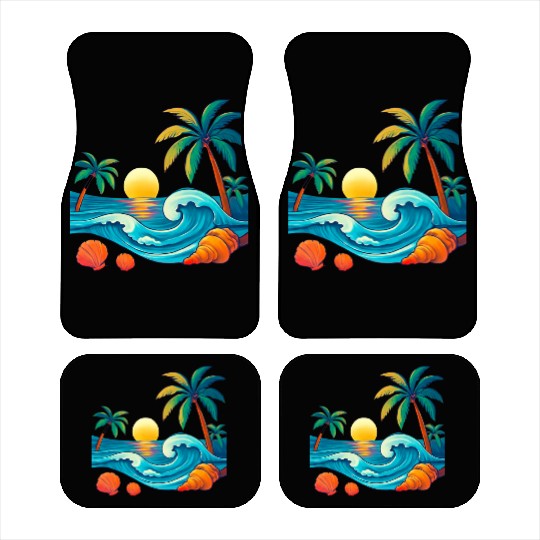 Tropical Sunset Beach Vibes Car Mats