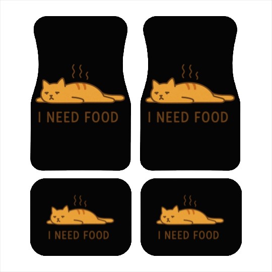 I Need Food Funny Cat Illustration Typography Desi Car Mats