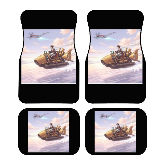 Sunset Island Boat Scene Car Mats