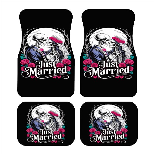 Gothic Just Married Skeletons Bride and Groom Car Mats