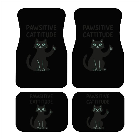 Pawsitive Attitude Cat Illustration Car Mats