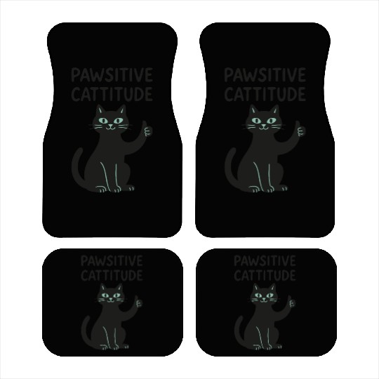 Pawsitive Attitude Cat Illustration Car Mats