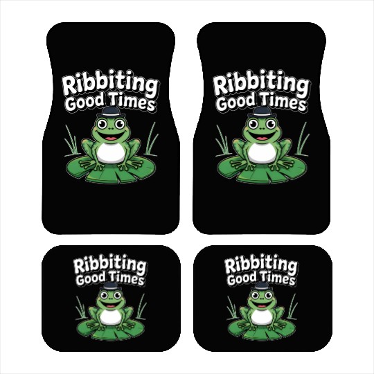 Whimsical Frog with Hat and Lily Pads Car Mats