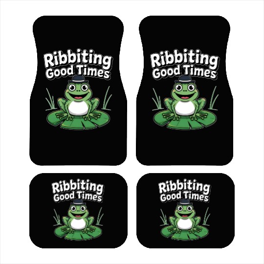 Whimsical Frog with Hat and Lily Pads Car Mats