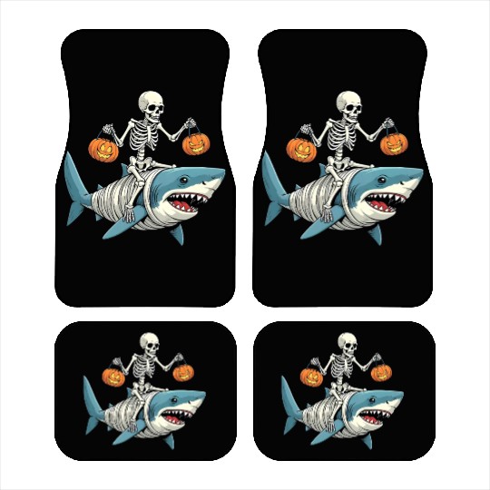 Skeleton Riding Mummy Dinosaur Funny Halloween Car Mats
