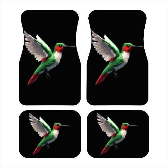 Pixelated Red & Green hummingbird Car Mats