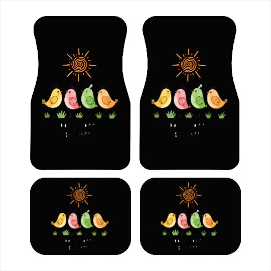 Bright Sunflower and Bird Couple Design Car Mats