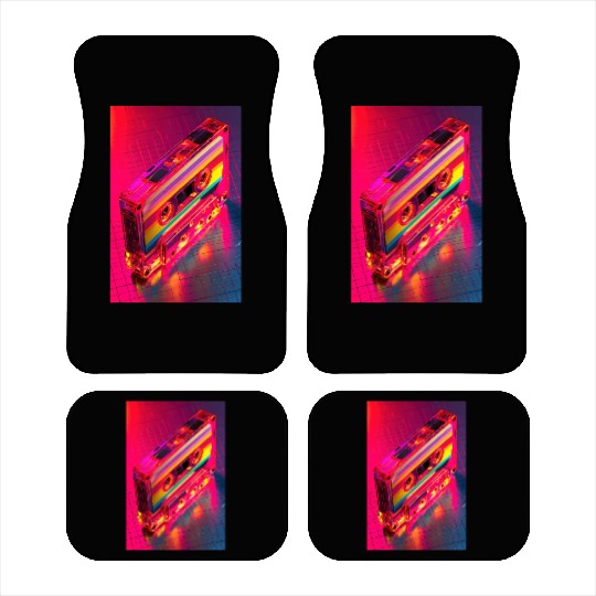 Neon Rainbow Cassette Tape Car Mats