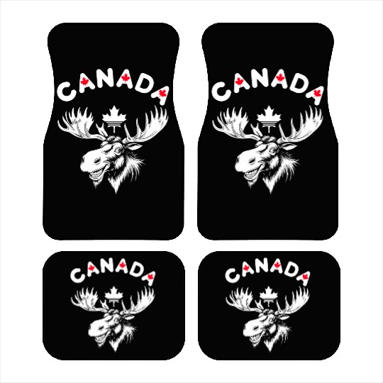 Canadian Moose with Maple Leaf Emblem Car Mats