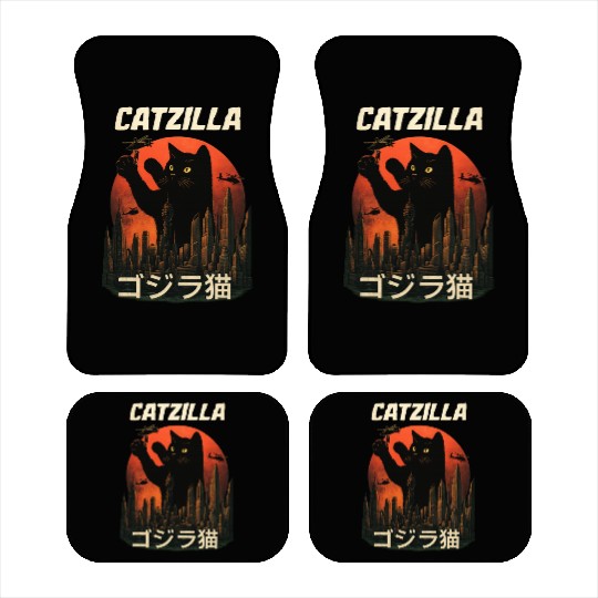 Vintage Catzilla: Funny Cat Monster Car Mats