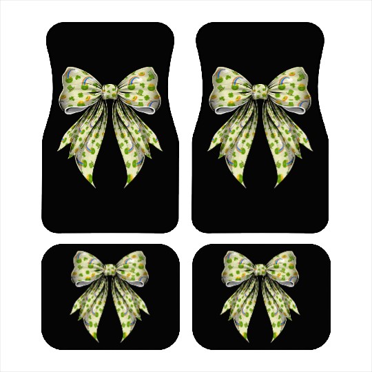 Coquette Bow St Patricks Day Shamrock Pattern Car Mats