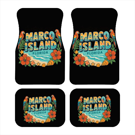 Marco Island Florida Tropical Retro Car Mats