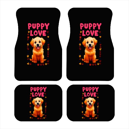 Cute Puppy Love Illustration for Apparel Car Mats