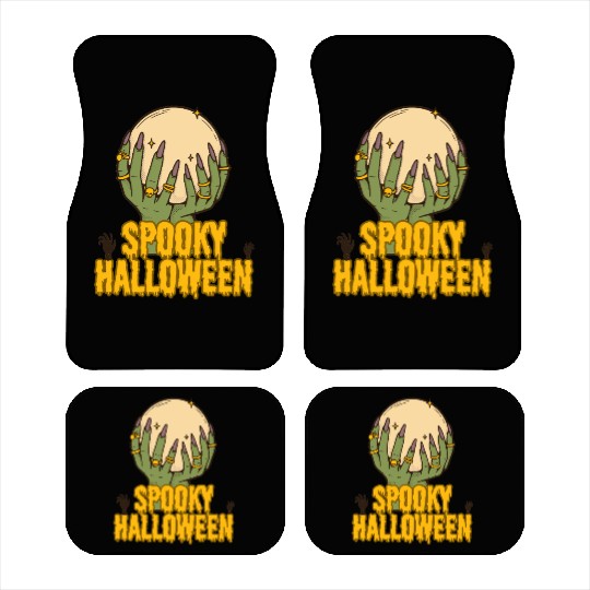 Spooky Halloween Hands Holding Moon Car Mats