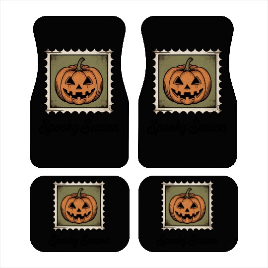 Spooky Season Pumpkin Stamp Design Car Mats