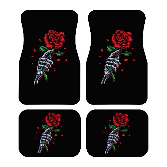 Skeleton Hand with Rose – Gothic Romance Art Car Mats