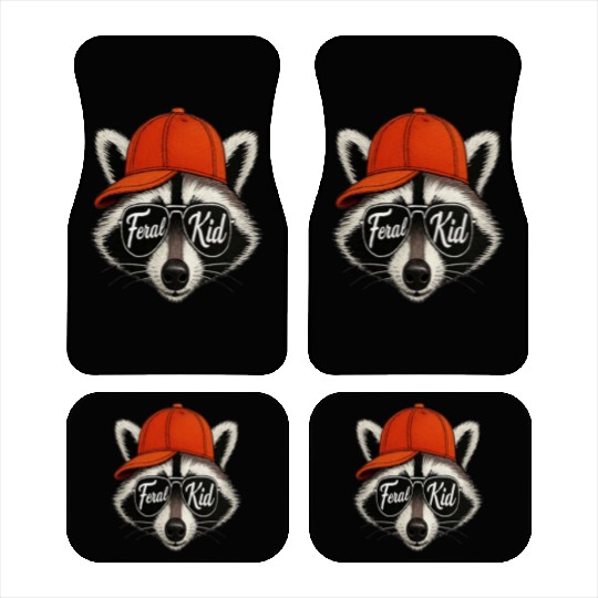 Feral Kid Raccoon Graphic Car Mats