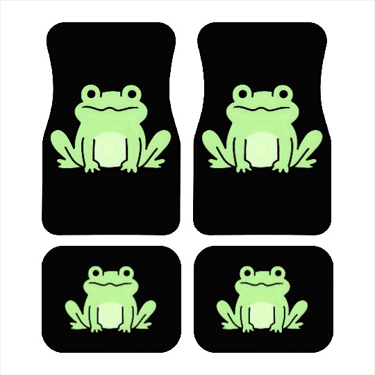 Lime Green Cartoon Frog Design Car Mats