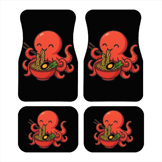 Playful Octopus with Ramen Bowl Car Mats