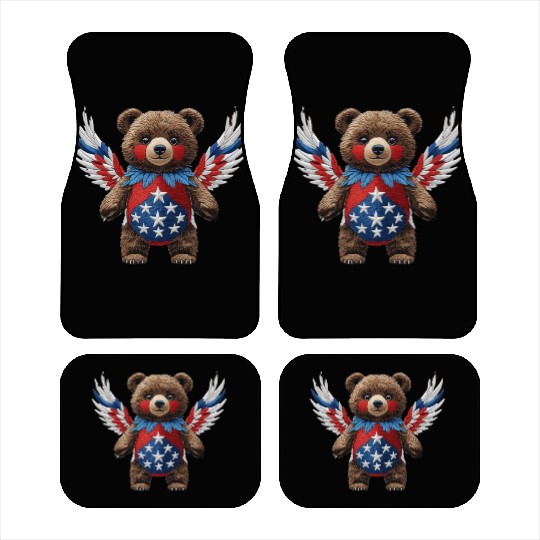 American Bear With Wings USA Flag Stars Patriotic Car Mats