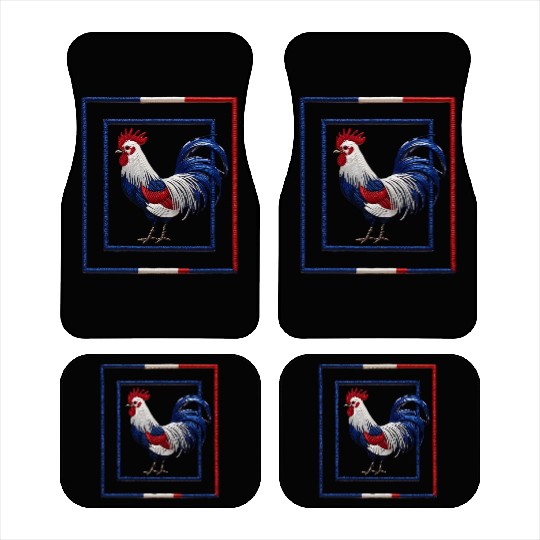 French Rooster Blue White Red National Flag Design Car Mats