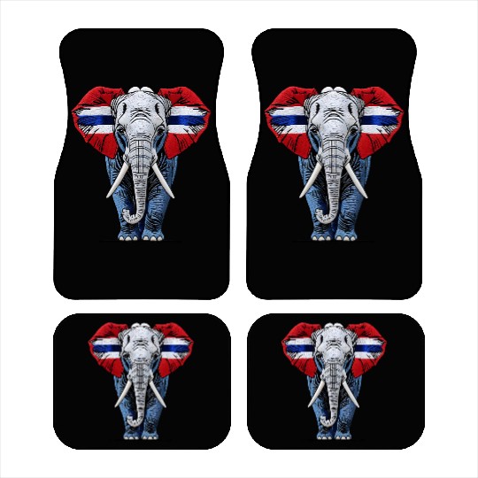 Thailand Elephant Red White Blue National Flag Cul Car Mats