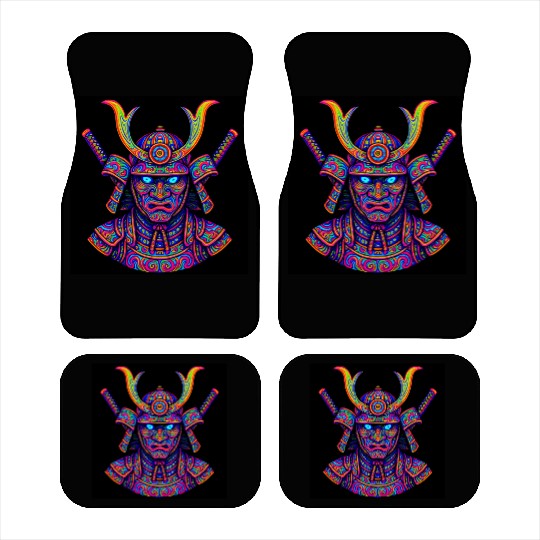 Neon Samurai Warrior Psychedelic Car Mats