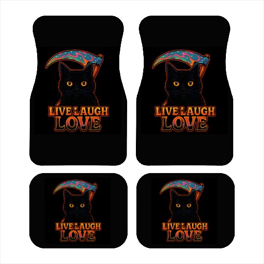 Black Cat Psychedelic Live Laugh Love Car Mats
