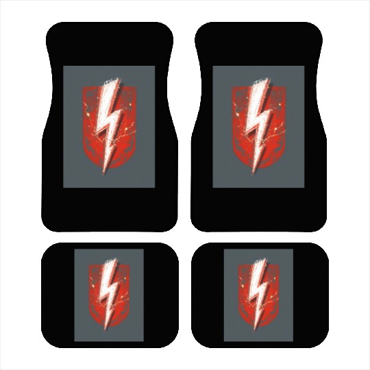 Red Lightning Bolt Graphic – Superhero Thunder Car Mats