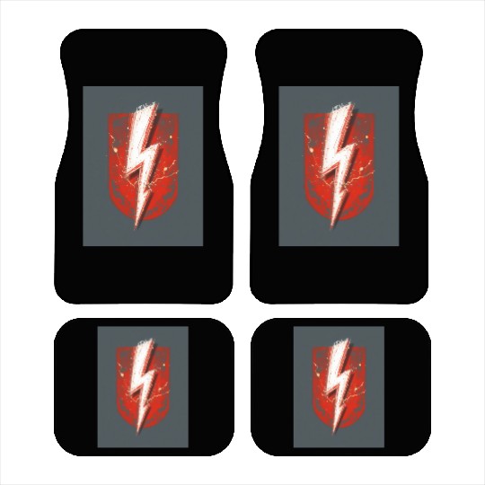 Red Lightning Bolt Graphic – Superhero Thunder Car Mats