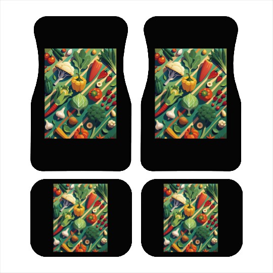 Vibrant Vegetable Garden Illustration Car Mats