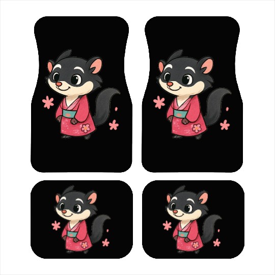 Kawaii Sly Fox in Traditional Kimono Car Mats