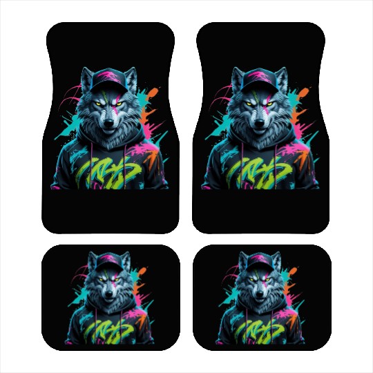 Neon Wolf Streetwear Car Mats