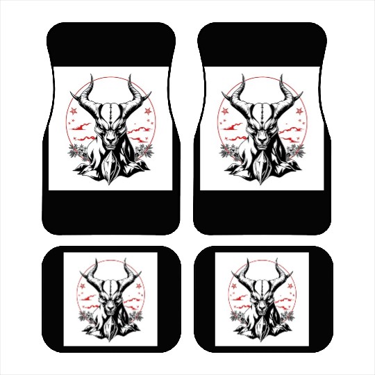 Mythic Horned Skull Illustration Car Mats