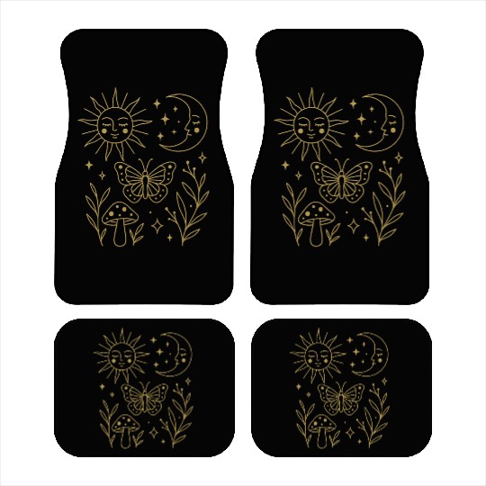 Ethereal Nature Moon and Sun Illustration Car Mats