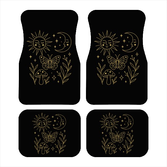 Ethereal Nature Moon and Sun Illustration Car Mats