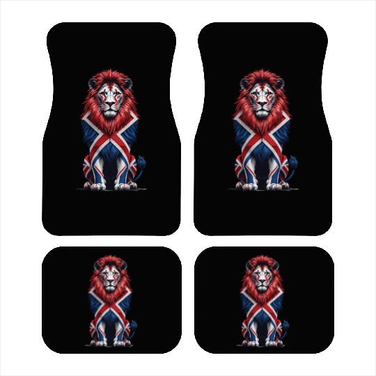 Regal Lion with Union Jack Mane Car Mats