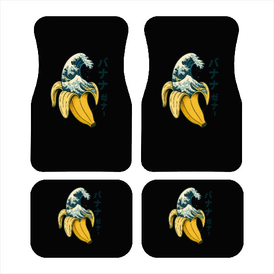 Wave and Banana Fusion Illustration Car Mats