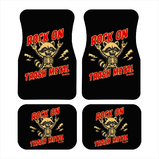 Rock On Trash Metal Raccoon Skeleton Jumpsuit Car Mats
