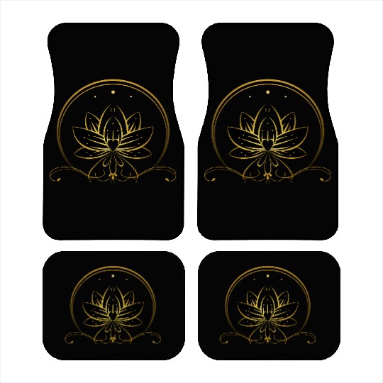 Golden Lotus and Butterfly Emblem Car Mats