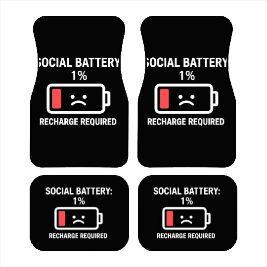 Minimal Sad Battery Illustration Car Mats