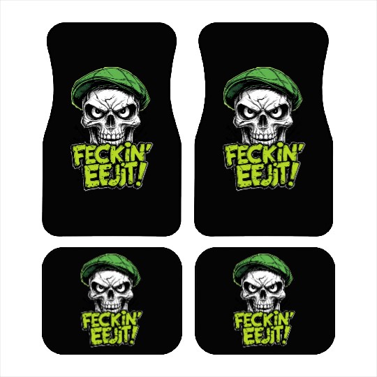 Angry Skull Feckin Eejit Irish Slang Funny Joke Car Mats
