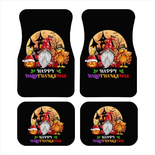 Happy Hallothanksmas Halloween Thanksgiving Xmas Car Mats