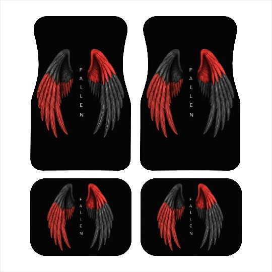 Red and Black Angel Wings Illustration Car Mats