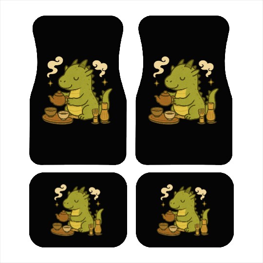 Whimsical Dragon Tea Time Design Car Mats