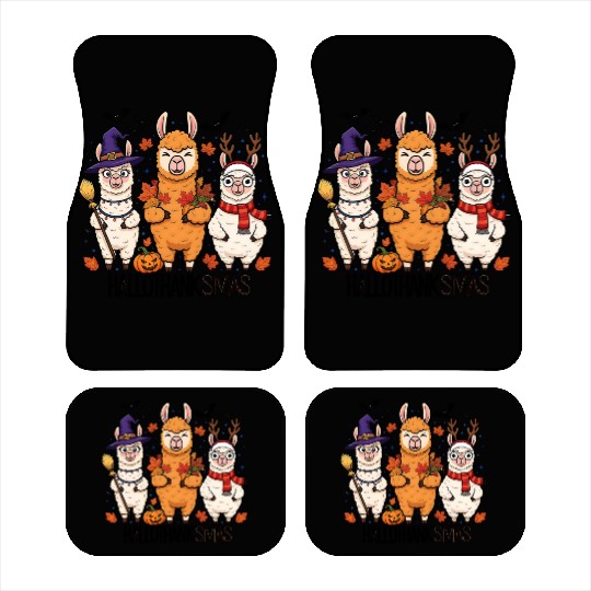 Hallothanksmas Llama Trio Halloween Xmas Car Mats Gift